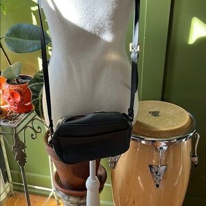 J. Crew Dark Charcoal Gray Grey Crossbody Long Strap Everyday Leather Purse Bag